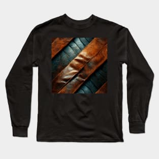 Worn leather stripes, natural and ecological leather print #23 Long Sleeve T-Shirt